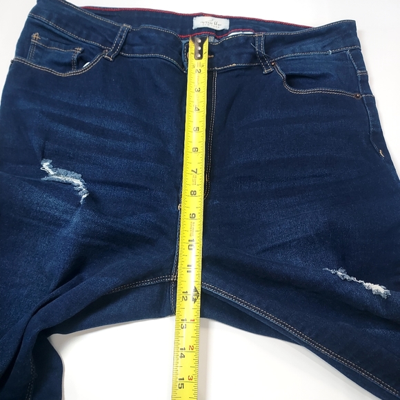 Vince Blue New York Dark Wash High Rise Distressed Flare Jeans, 15 - Picture 5 of 9